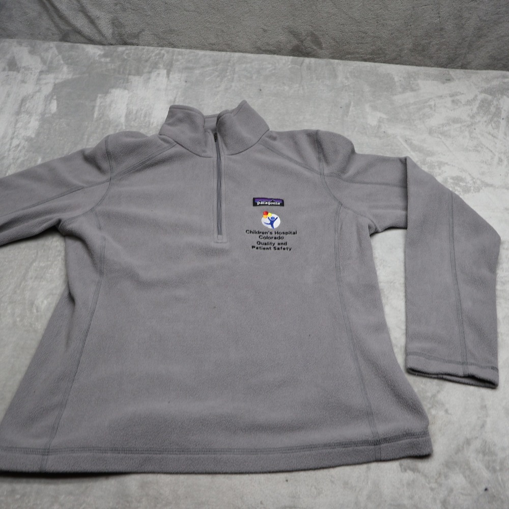 Patagonia Sweatshirt Womens Medium Gray Micro D 1/4 Zip Fleece Pullover LOGO